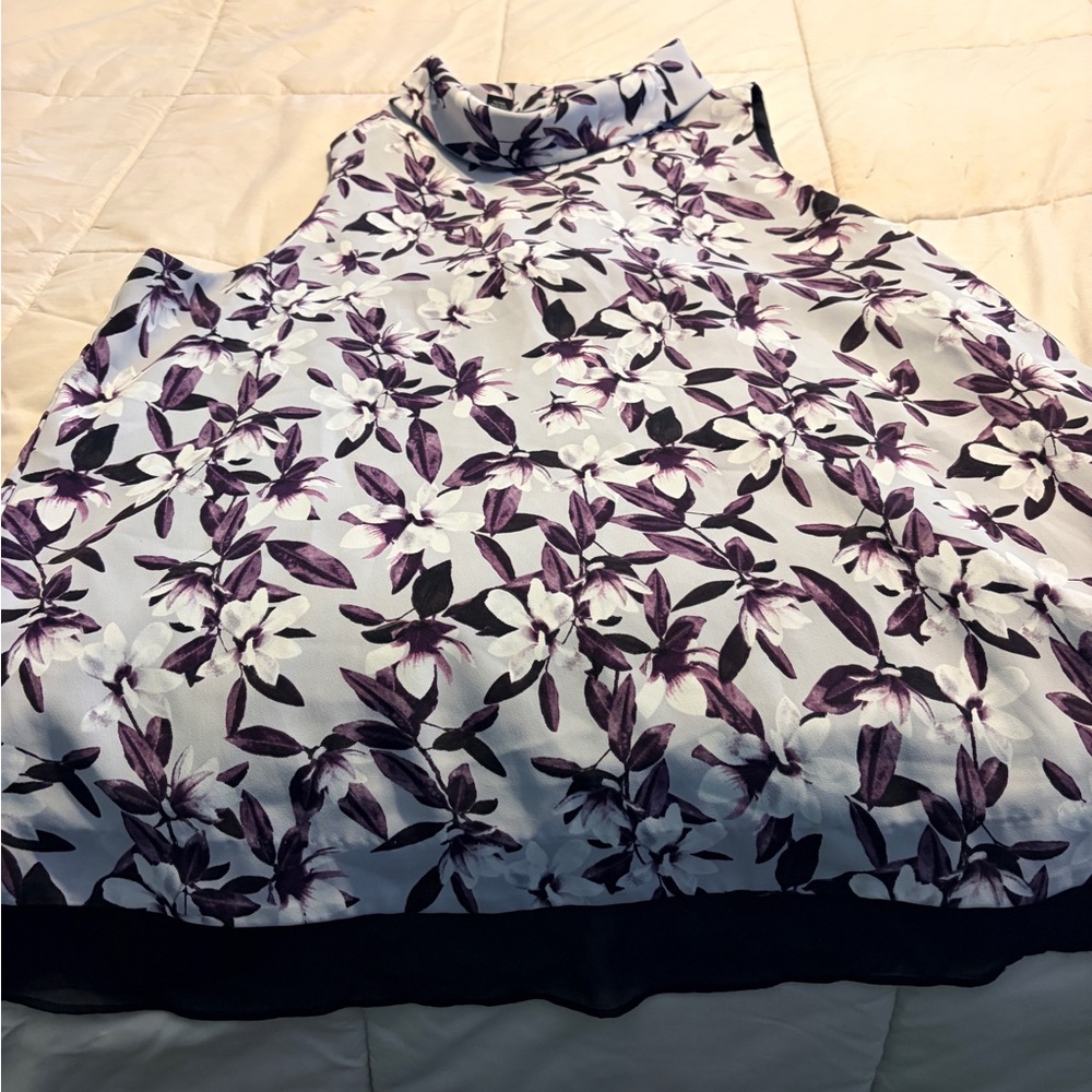 Alfani Floral Print Blouse - Purple and White